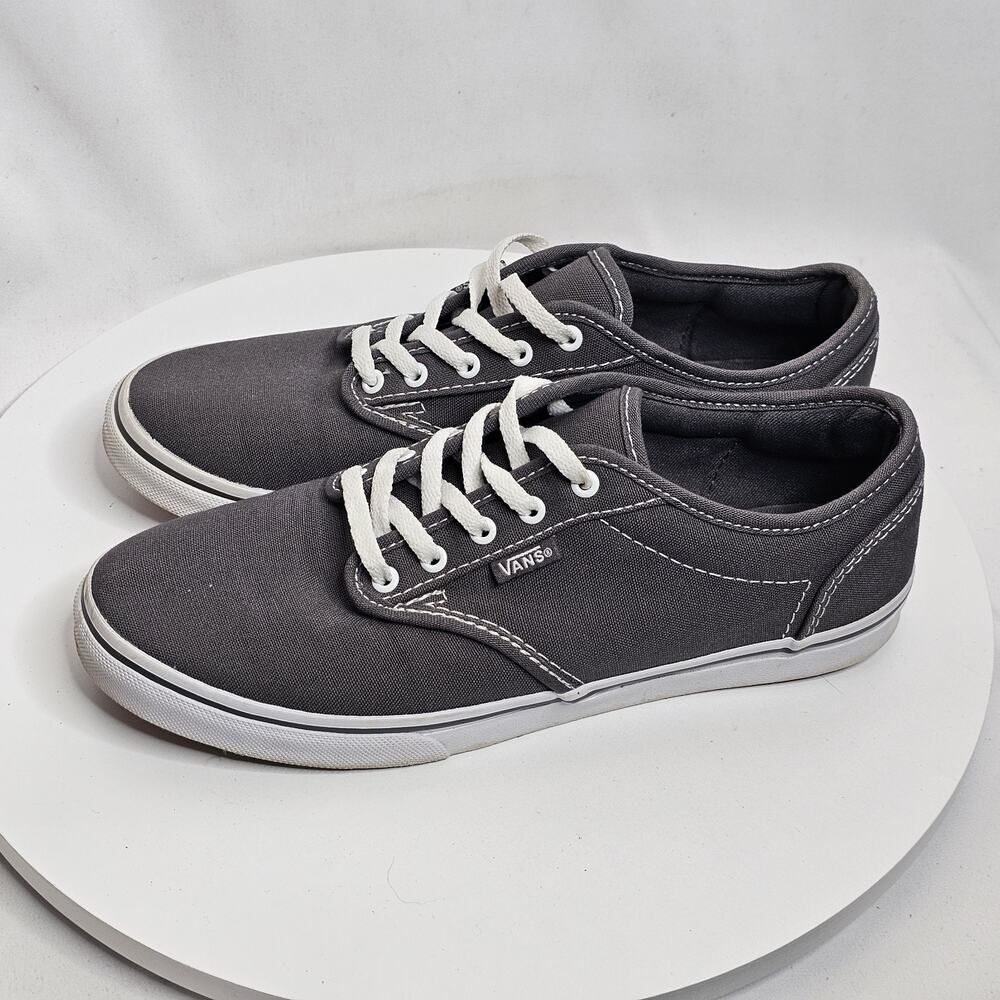 Vans Gray White Women’s Size 6.5 Men’s 5 Canvas Lace Up‎ Skater Sneakers Shoes
